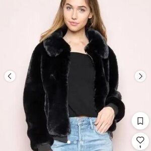 Brandy Melville Black Faux Fur Jacket